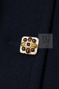 CHANEL 11PF Black Wool Gripoix Buttons Double Jacket Coat 36 シャネル ブラック ウール グリポア 宝石 ボタン ジャケット コート 即発