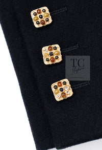 CHANEL 11PF Black Wool Gripoix Buttons Double Jacket Coat 36 シャネル ブラック ウール グリポア 宝石 ボタン ジャケット コート 即発