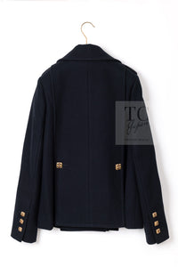 CHANEL 11PF Black Wool Gripoix Buttons Double Jacket Coat 36 シャネル ブラック ウール グリポア 宝石 ボタン ジャケット コート 即発