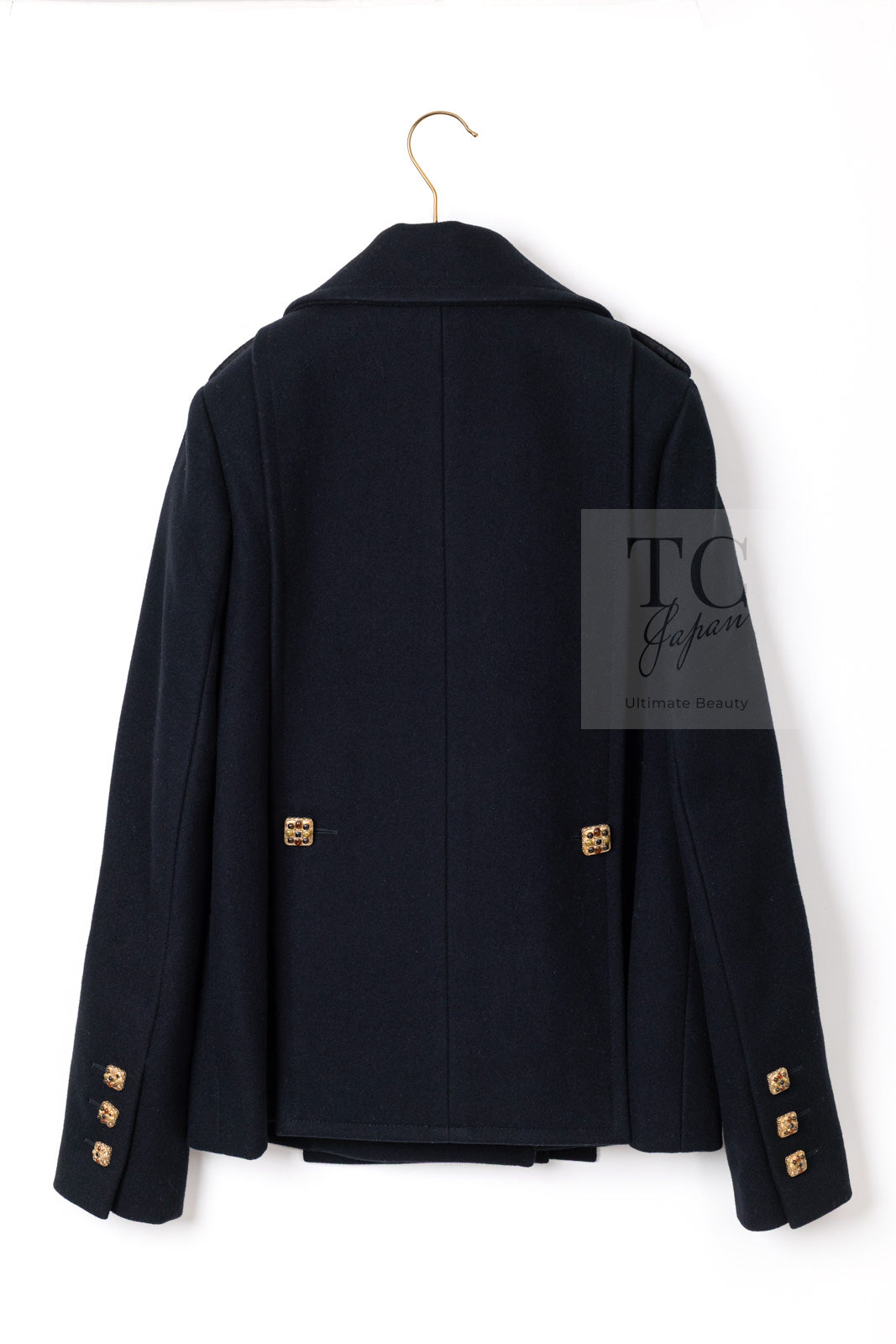 CHANEL 11PF Black Wool Gripoix Buttons Double Jacket Coat 36 シャネル ブラック ウール グリポア 宝石 ボタン ジャケット コート 即発