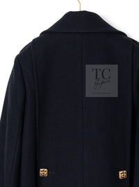 CHANEL 11PF Black Wool Gripoix Buttons Double Jacket Coat 36 シャネル ブラック ウール グリポア 宝石 ボタン ジャケット コート 即発