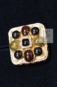 CHANEL 11PF Black Wool Gripoix Buttons Double Jacket Coat 36 シャネル ブラック ウール グリポア 宝石 ボタン ジャケット コート 即発