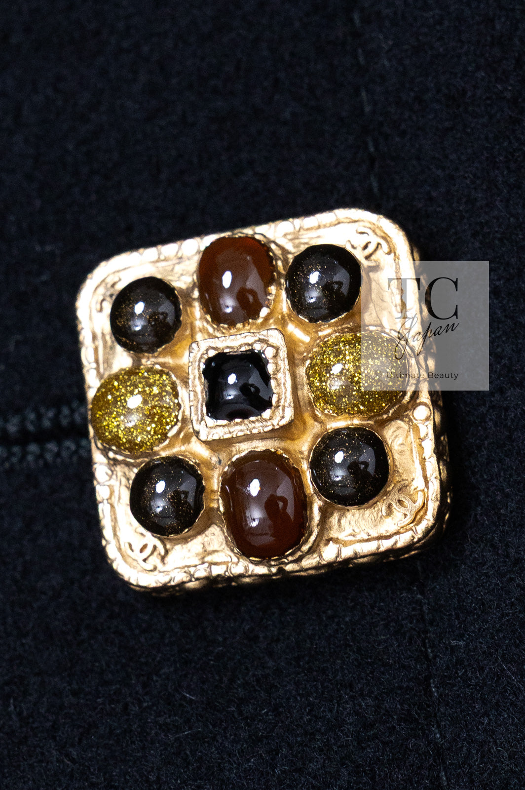 CHANEL 11PF Black Wool Gripoix Buttons Double Jacket Coat 36 シャネル ブラック ウール グリポア 宝石 ボタン ジャケット コート 即発