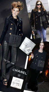 CHANEL 11PF Black Wool Gripoix Buttons Double Jacket Coat 36 シャネル ブラック ウール グリポア 宝石 ボタン ジャケット コート 即発