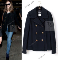 CHANEL 11PF Black Wool Gripoix Buttons Double Jacket Coat 36 シャネル ブラック ウール グリポア 宝石 ボタン ジャケット コート 即発