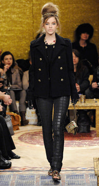 CHANEL 11PF Black Wool Gripoix Buttons Double Jacket Coat 36 シャネル ブラック ウール グリポア 宝石 ボタン ジャケット コート 即発