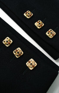 CHANEL 11PF Black Wool Gripoix Buttons Double Jacket Coat 36 シャネル ブラック ウール グリポア 宝石 ボタン ジャケット コート 即発