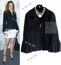 CHANEL 13C Black Flare Sleeves Wool Zipper Tweed Jacket 36 シャネル ブラック フレアスリーブ ウール ジッパー ジャケット 即発