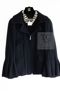 CHANEL 13C Black Flare Sleeves Wool Zipper Tweed Jacket 36 シャネル ブラック フレアスリーブ ウール ジッパー ジャケット 即発