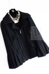 CHANEL 13C Black Flare Sleeves Wool Zipper Tweed Jacket 36 シャネル ブラック フレアスリーブ ウール ジッパー ジャケット 即発