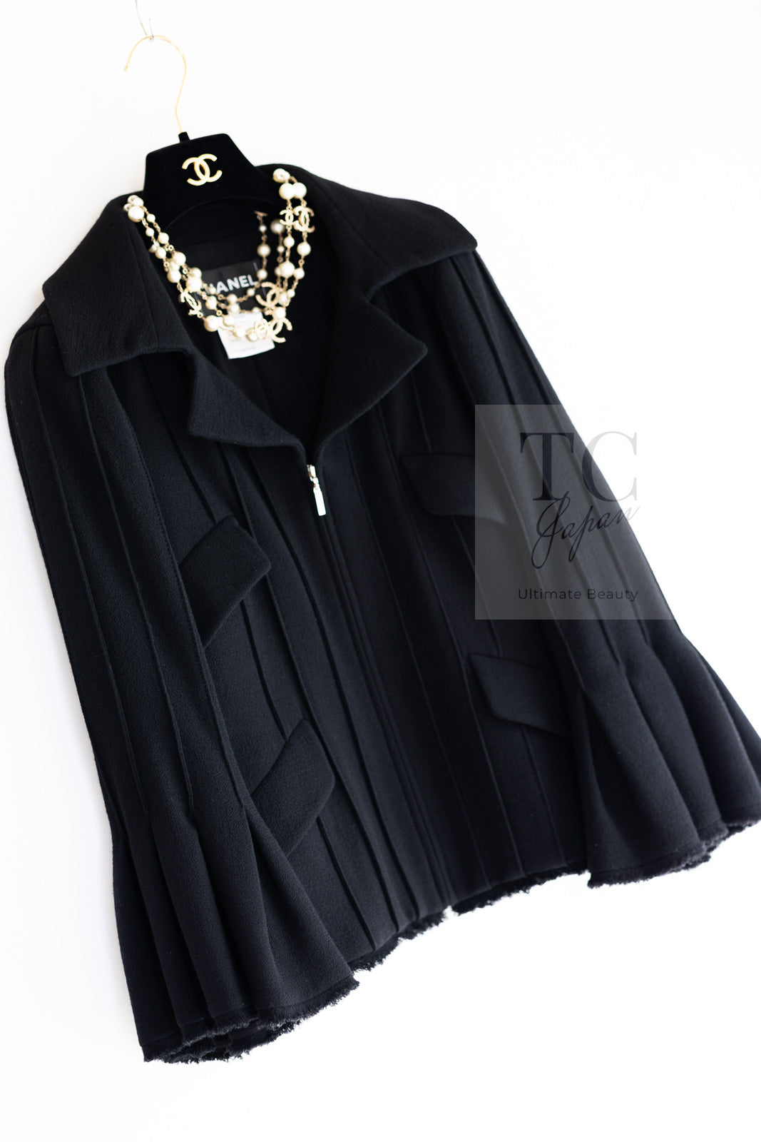 CHANEL 13C Black Flare Sleeves Wool Zipper Tweed Jacket 36 シャネル ブラック フレアスリーブ ウール ジッパー ジャケット 即発