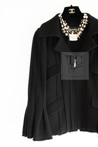 CHANEL 13C Black Flare Sleeves Wool Zipper Tweed Jacket 36 シャネル ブラック フレアスリーブ ウール ジッパー ジャケット 即発