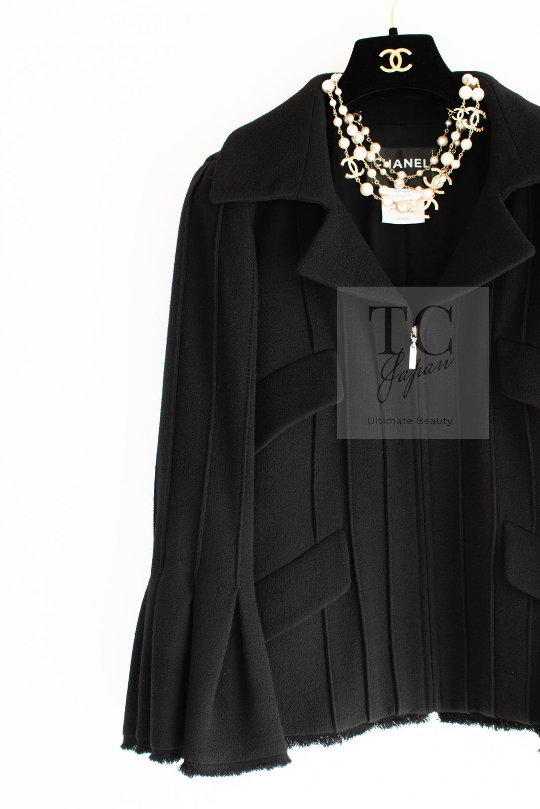 CHANEL 13C Black Flare Sleeves Wool Zipper Tweed Jacket 36 シャネル ブラック フレアスリーブ ウール ジッパー ジャケット 即発