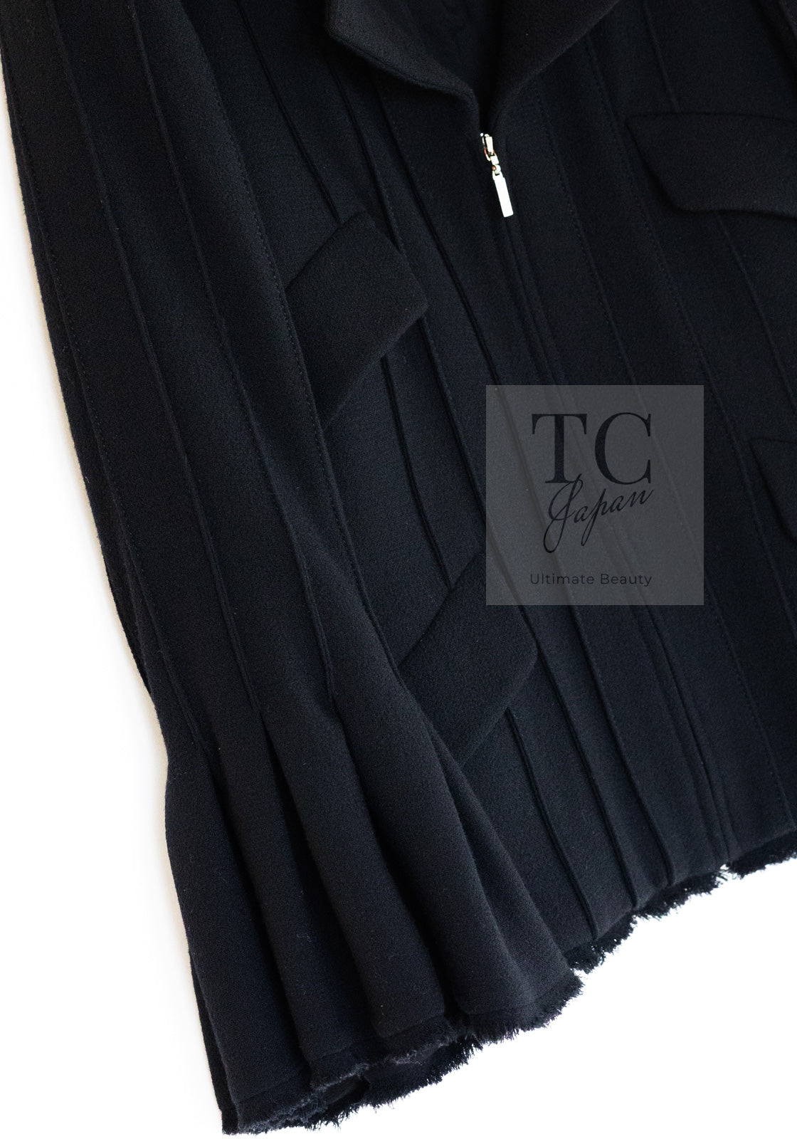 CHANEL 13C Black Flare Sleeves Wool Zipper Tweed Jacket 36 シャネル ブラック フレアスリーブ ウール ジッパー ジャケット 即発