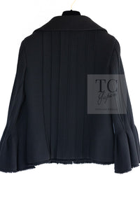 CHANEL 13C Black Flare Sleeves Wool Zipper Tweed Jacket 36 シャネル ブラック フレアスリーブ ウール ジッパー ジャケット 即発