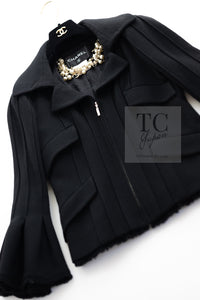 CHANEL 13C Black Flare Sleeves Wool Zipper Tweed Jacket 36 シャネル ブラック フレアスリーブ ウール ジッパー ジャケット 即発
