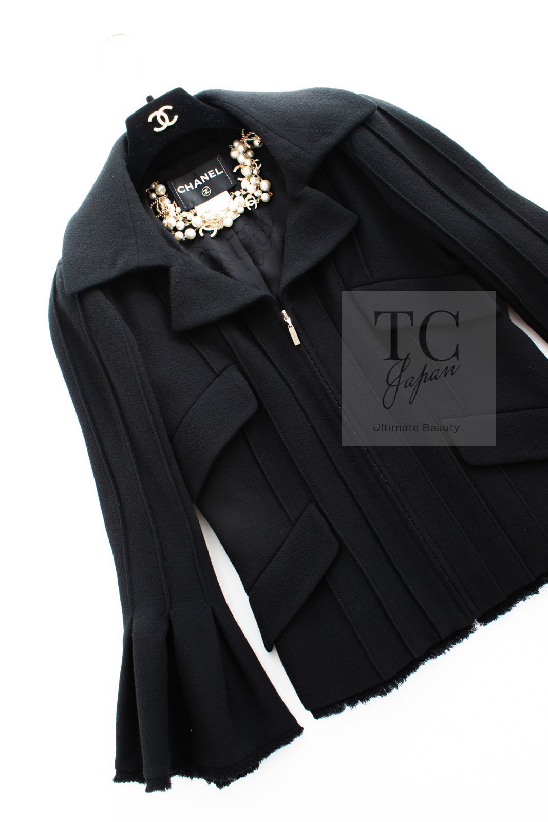 CHANEL 13C Black Flare Sleeves Wool Zipper Tweed Jacket 36 シャネル ブラック フレアスリーブ ウール ジッパー ジャケット 即発