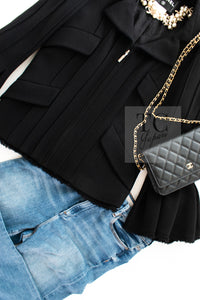 CHANEL 13C Black Flare Sleeves Wool Zipper Tweed Jacket 36 シャネル ブラック フレアスリーブ ウール ジッパー ジャケット 即発