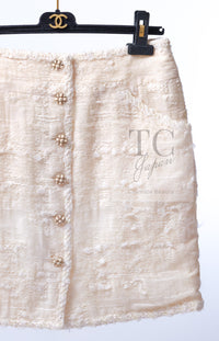 CHANEL 06A Ivory Off White Lesage Tweed Skirt 40 シャネル アイボリー オフホワイト ルサージュ ツイード スカート 即発
