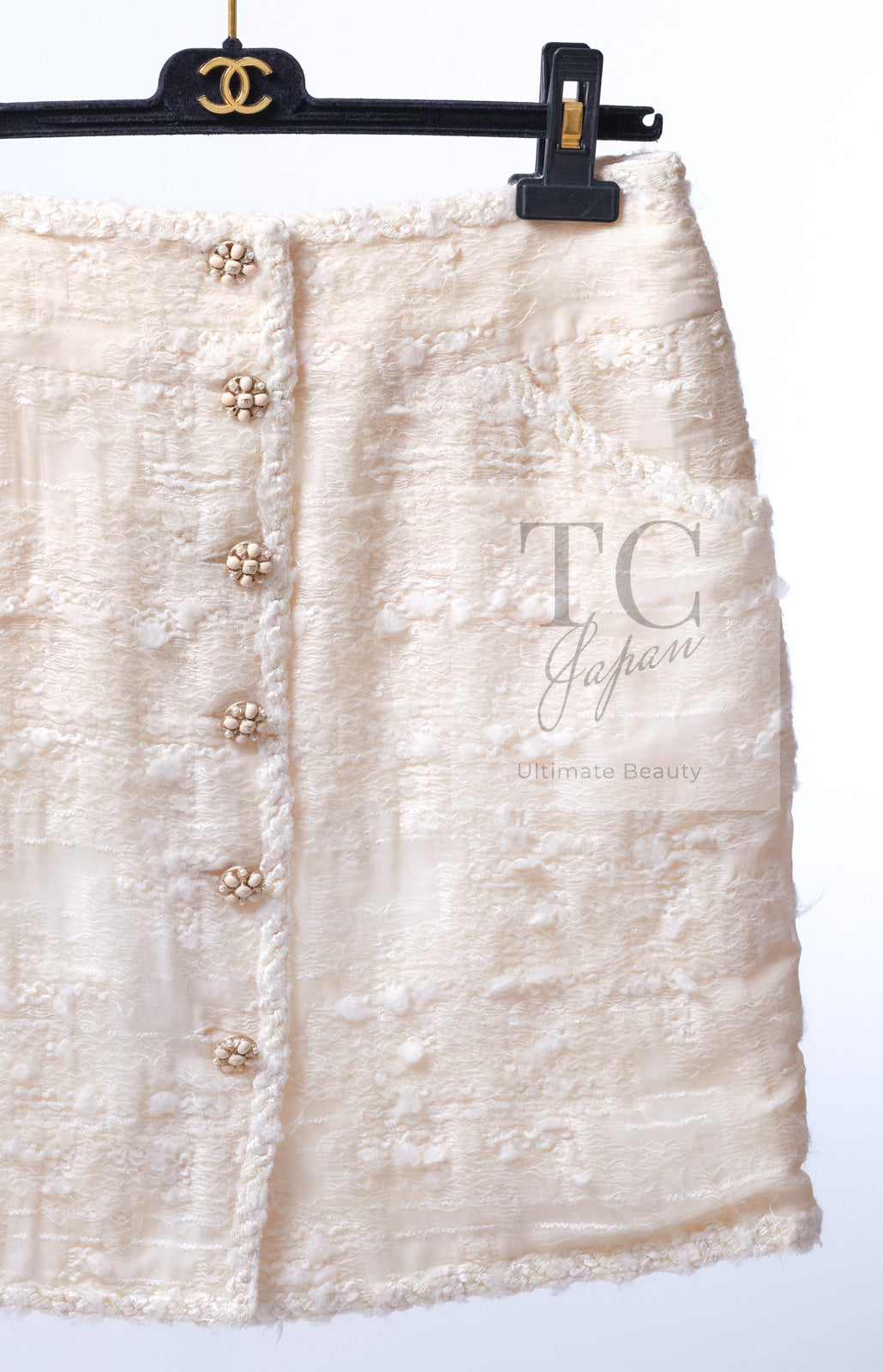 CHANEL 06A Ivory Off White Lesage Tweed Skirt 40 シャネル アイボリー オフホワイト ルサージュ ツイード スカート 即発