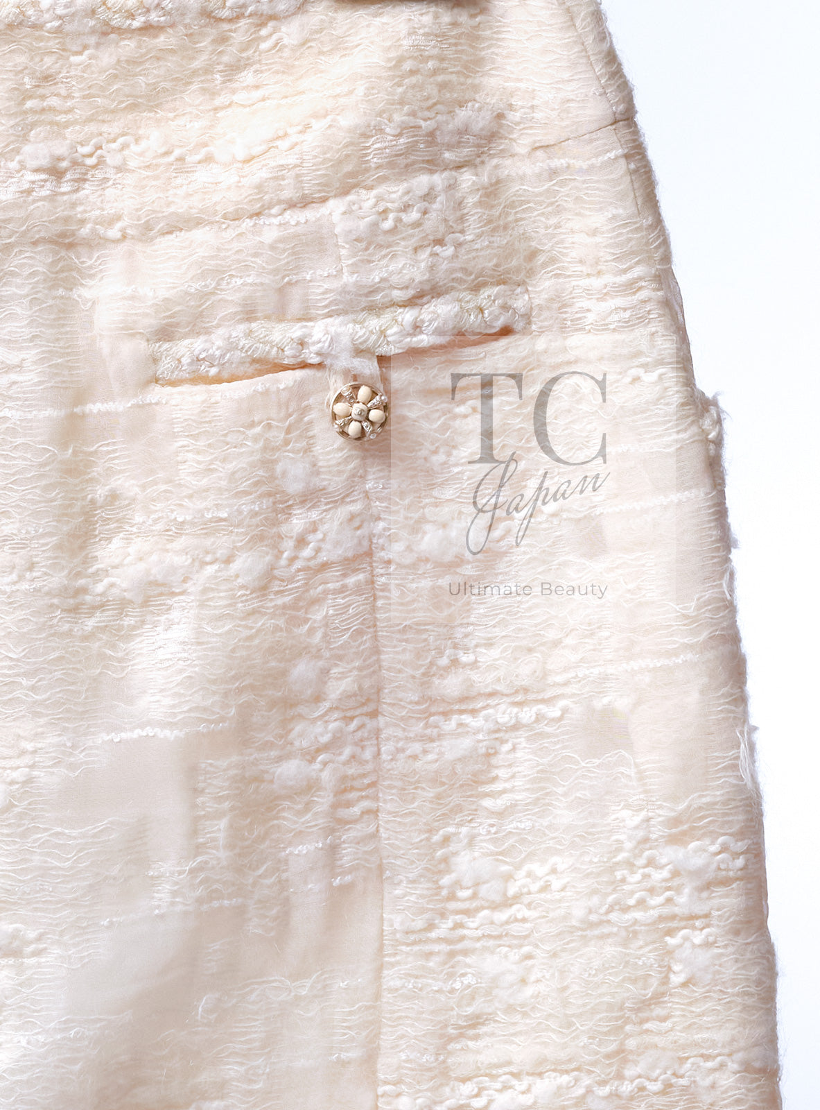CHANEL 06A Ivory Off White Lesage Tweed Skirt 40 シャネル アイボリー オフホワイト ルサージュ ツイード スカート 即発