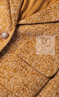 CHANEL 14PF Beige Brown Wool Cotton Tweed Jacket Skirt Suit 44 シャネル ベージュ ブラウン ウール コットン ツイード ジャケット スカート スーツ 即発