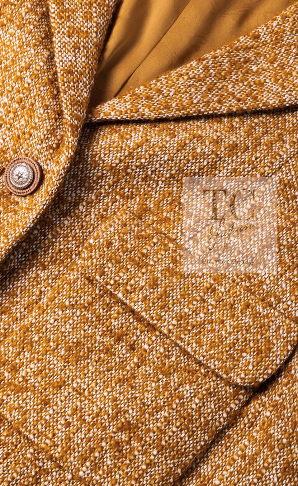 CHANEL 14PF Beige Brown Wool Cotton Tweed Jacket Skirt Suit 44 シャネル ベージュ ブラウン ウール コットン ツイード ジャケット スカート スーツ 即発
