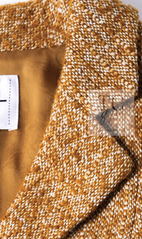 CHANEL 14PF Beige Brown Wool Cotton Tweed Jacket Skirt Suit 44 シャネル ベージュ ブラウン ウール コットン ツイード ジャケット スカート スーツ 即発