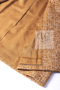 CHANEL 14PF Beige Brown Wool Cotton Tweed Jacket Skirt Suit 44 シャネル ベージュ ブラウン ウール コットン ツイード ジャケット スカート スーツ 即発