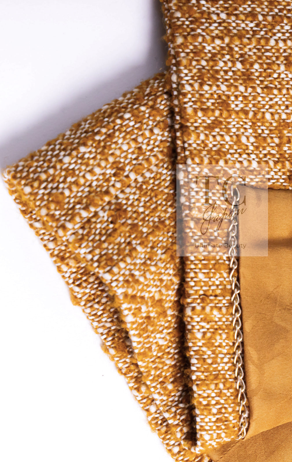 CHANEL 14PF Beige Brown Wool Cotton Tweed Jacket Skirt Suit 44 シャネル ベージュ ブラウン ウール コットン ツイード ジャケット スカート スーツ 即発