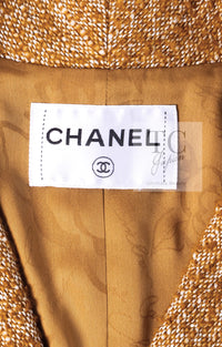 CHANEL 14PF Beige Brown Wool Cotton Tweed Jacket Skirt Suit 44 シャネル ベージュ ブラウン ウール コットン ツイード ジャケット スカート スーツ 即発