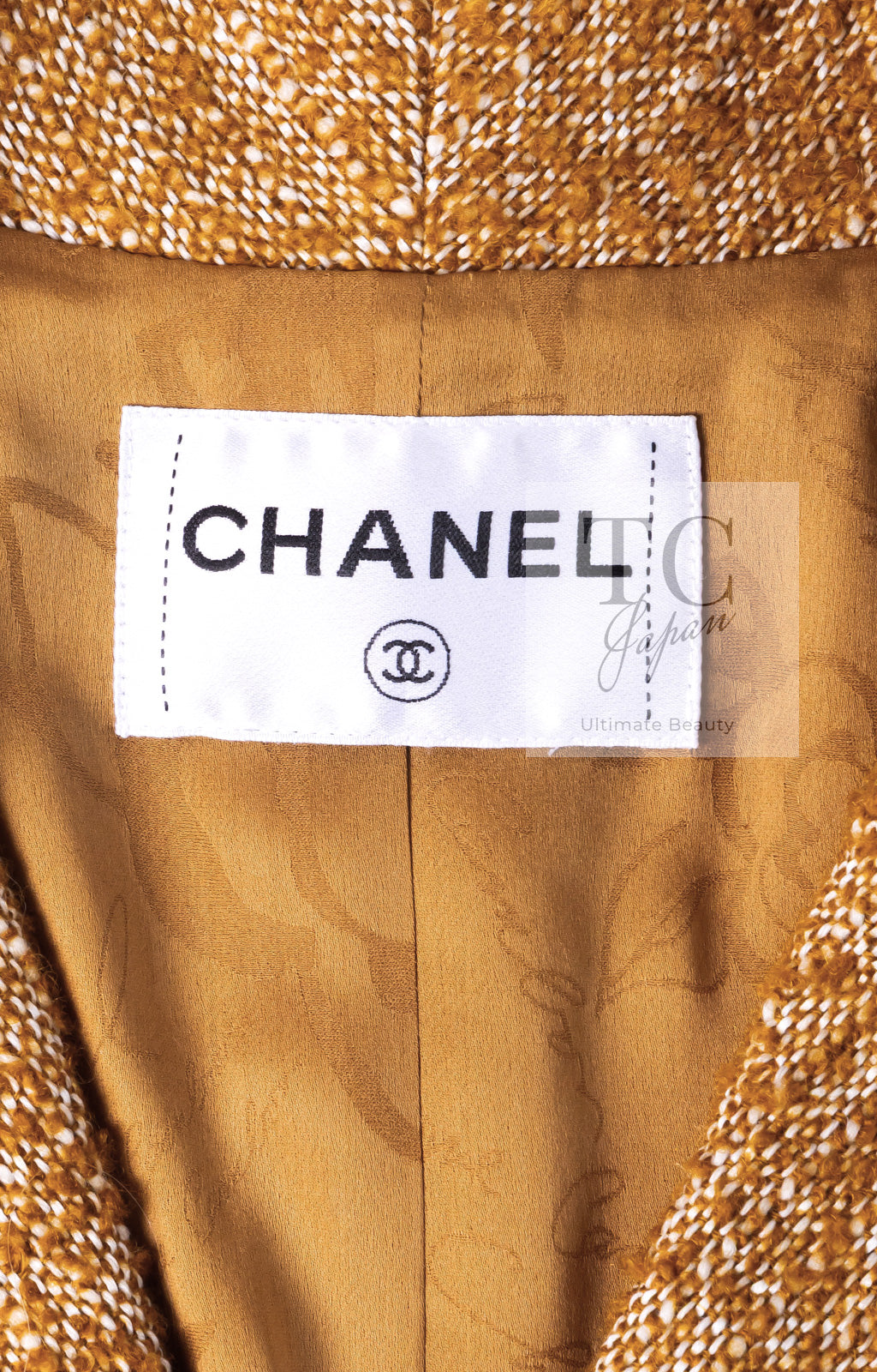 CHANEL 14PF Beige Brown Wool Cotton Tweed Jacket Skirt Suit 44 シャネル ベージュ ブラウン ウール コットン ツイード ジャケット スカート スーツ 即発