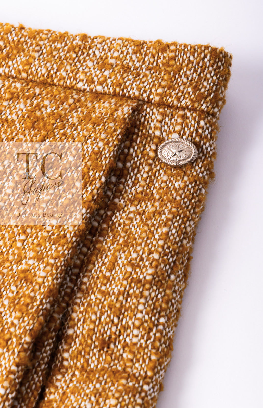 CHANEL 14PF Beige Brown Wool Cotton Tweed Jacket Skirt Suit 44 シャネル ベージュ ブラウン ウール コットン ツイード ジャケット スカート スーツ 即発