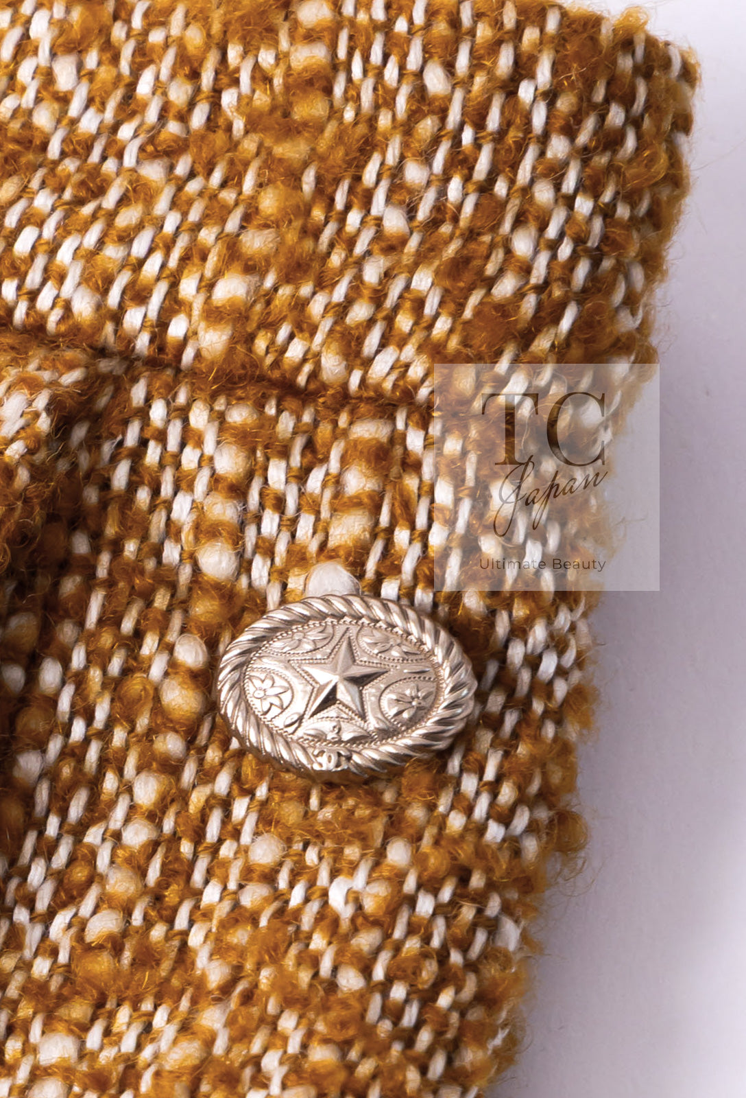 CHANEL 14PF Beige Brown Wool Cotton Tweed Jacket Skirt Suit 44 シャネル ベージュ ブラウン ウール コットン ツイード ジャケット スカート スーツ 即発