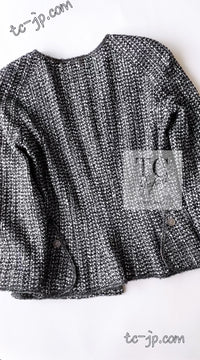 CHANEL 06S Gray Silver Metallic Trim Collarless Tweed Cardigan Jacket 34 シャネル グレー シルバー メタリック トリム 襟なし ツイード カーディガン ジャケット 即発
