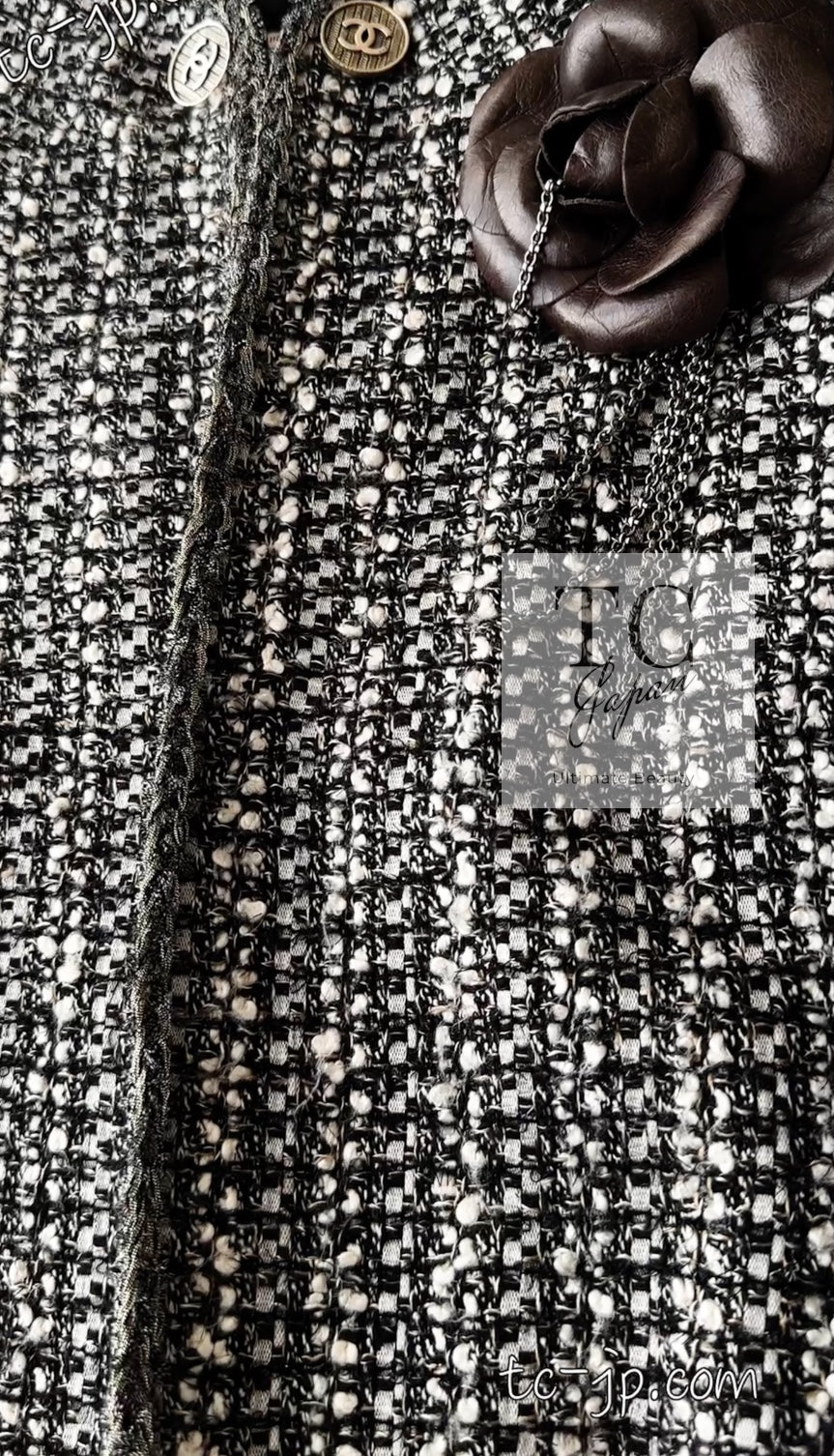 CHANEL 06S Gray Silver Metallic Trim Collarless Tweed Cardigan Jacket 34 シャネル グレー シルバー メタリック トリム 襟なし ツイード カーディガン ジャケット 即発