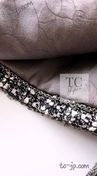 CHANEL 06S Gray Silver Metallic Trim Collarless Tweed Cardigan Jacket 34 シャネル グレー シルバー メタリック トリム 襟なし ツイード カーディガン ジャケット 即発