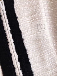 CHANEL 02S Ivory Black Trim Wool Tweed Zipper Coat Jacket 40 42 シャネル アイボリー ブラック トリム ウール ツイード ジッパー コート ジャケット 即発