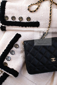 CHANEL 02S Ivory Black Trim Wool Tweed Zipper Coat Jacket 40 42 シャネル アイボリー ブラック トリム ウール ツイード ジッパー コート ジャケット 即発
