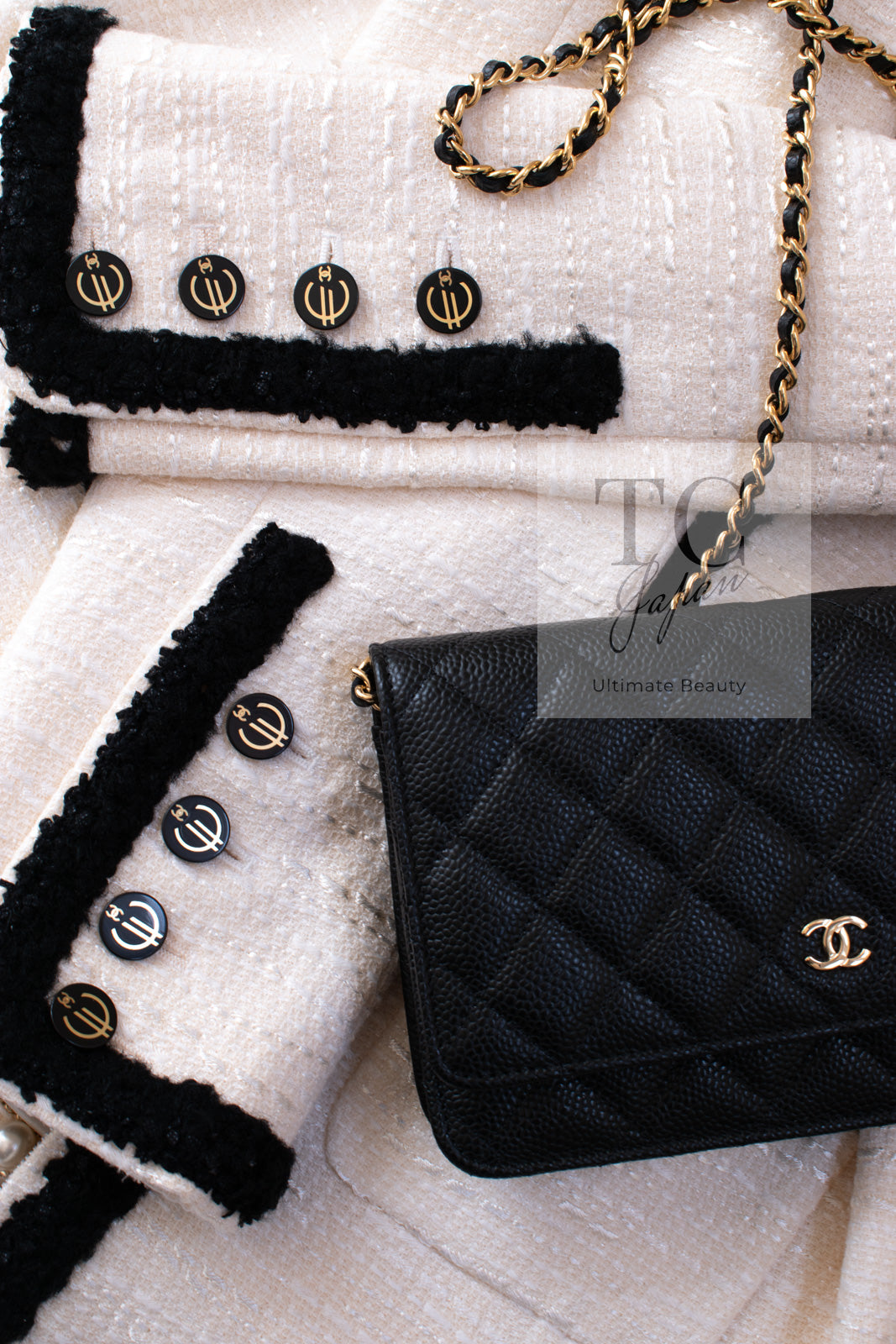 CHANEL 02S Ivory Black Trim Wool Tweed Zipper Coat Jacket 40 42 シャネル アイボリー ブラック トリム ウール ツイード ジッパー コート ジャケット 即発