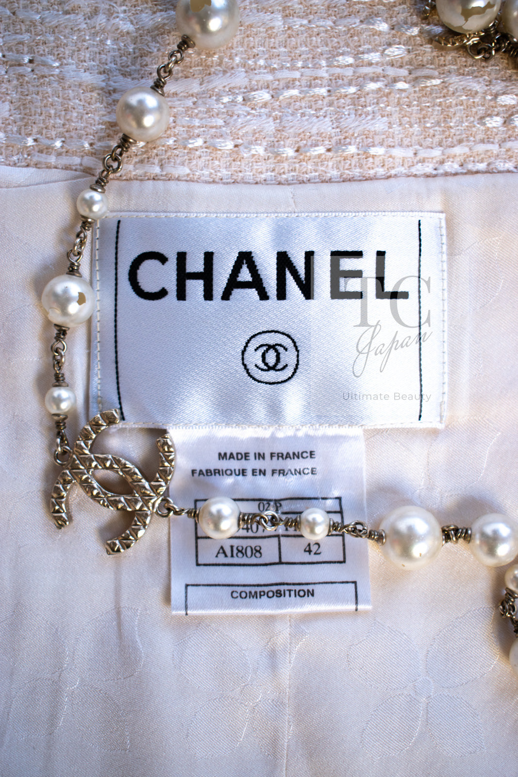 CHANEL 02S Ivory Black Trim Wool Tweed Zipper Coat Jacket 40 42 シャネル アイボリー ブラック トリム ウール ツイード ジッパー コート ジャケット 即発
