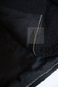 CHANEL 09A Black Wool Lion Buttons Tweed Jacket Tops Skirt Suit Set up Victoria Beckham 40 42 シャネル ブラック ウール ツイード ジャケット トップス スカート スーツ セットアップ 即発