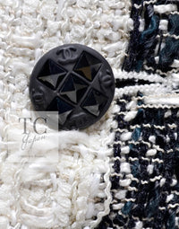 CHANEL 04A Black White Stripe Cotton Tweed Lace Jacket 38 シャネル ブラックストライプ コットン ツイード レース ジャケット 即発