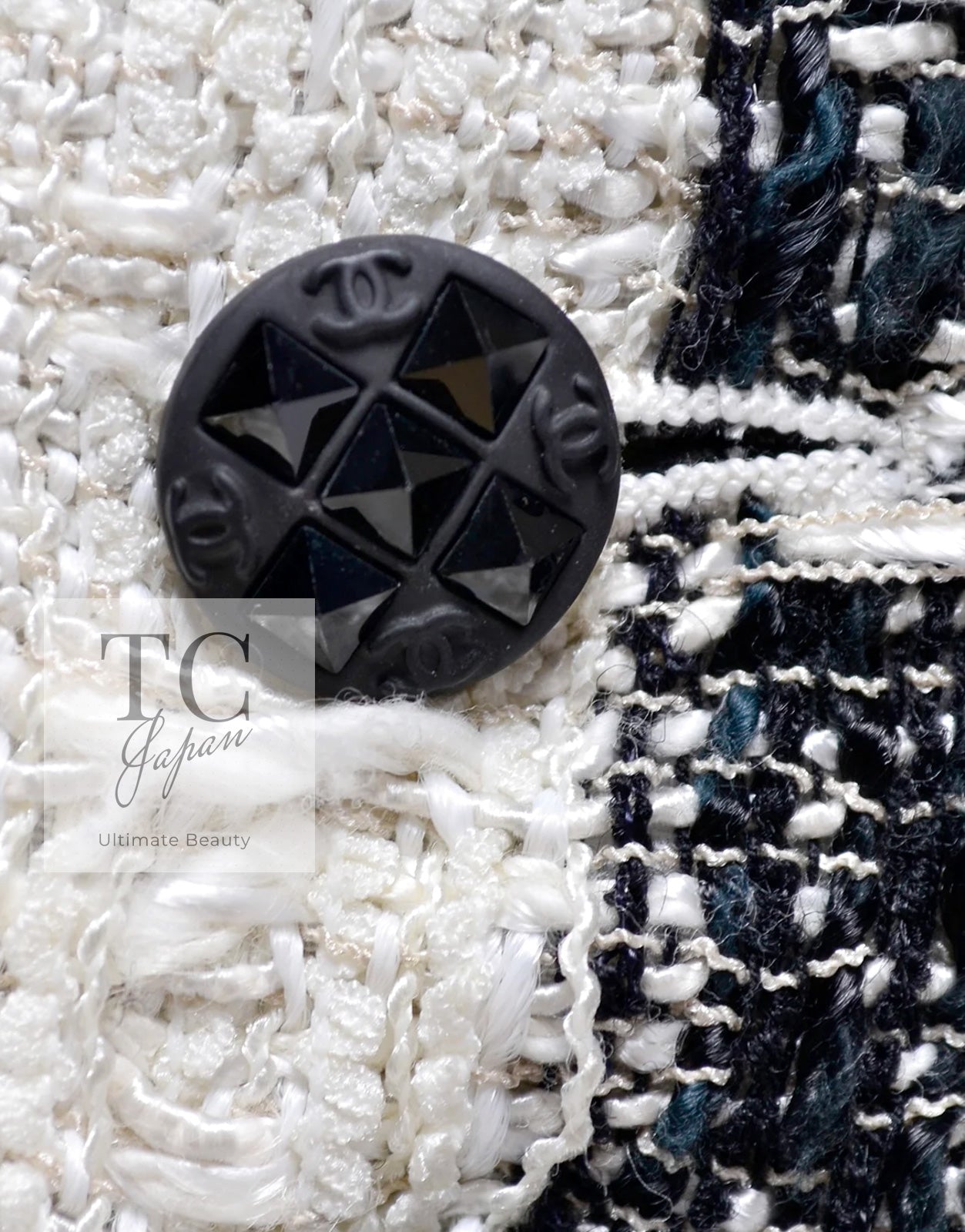 CHANEL 04A Black White Stripe Cotton Tweed Lace Jacket 38 シャネル ブラックストライプ コットン ツイード レース ジャケット 即発