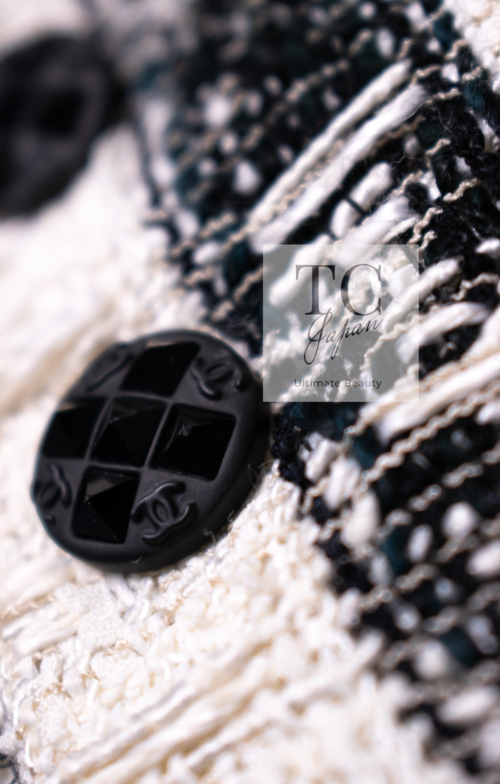 CHANEL 04A Black White Stripe Cotton Tweed Lace Jacket 38 シャネル ブラックストライプ コットン ツイード レース ジャケット 即発