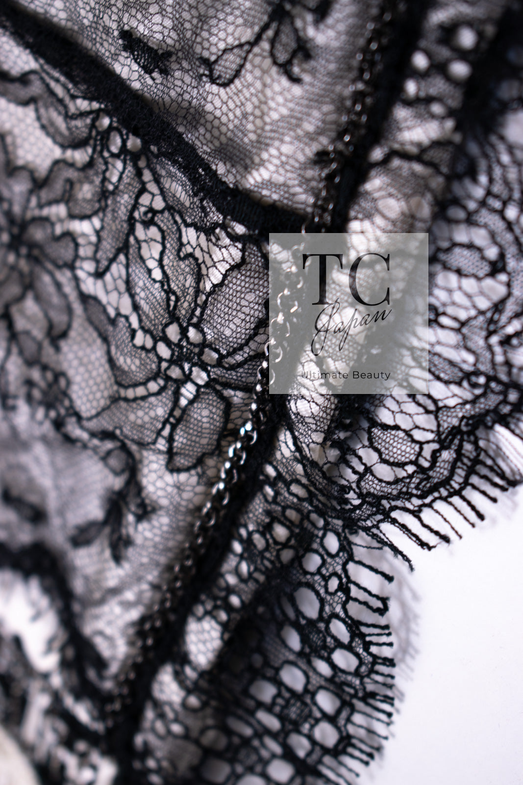CHANEL 04A Black White Stripe Cotton Tweed Lace Jacket 38 シャネル ブラックストライプ コットン ツイード レース ジャケット 即発
