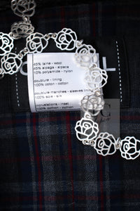 CHANEL 13PF Navy Gray Black Wool Alpaca Python Trim Jacket 38 シャネル ネイビー グレー ブラック ウール アルパカ パイソン トリミング ジャケット 即発