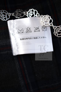 CHANEL 13PF Navy Gray Black Wool Alpaca Python Trim Jacket 38 シャネル ネイビー グレー ブラック ウール アルパカ パイソン トリミング ジャケット 即発