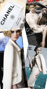 CHANEL 10C Ivory Cream Gold Line Trim Jacket 36 42 シャネル アイボリー クリーム ゴールド ライン トリム ジャケット 即発
