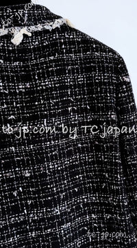 CHANEL 05C Black Creme Fringe Trimmed Tweed Jacket 36 38 シャネル ブラック クリーム フリンジトリミング ツイード ジャケット 即発